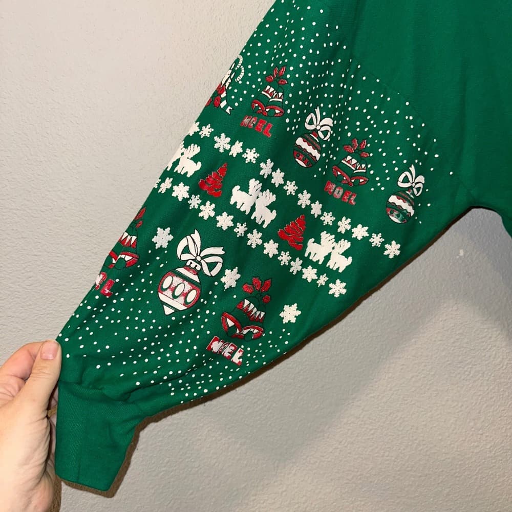 Nutcracker Christmas Sweater Green Santa Snowflakes Noel XL Vintage 44 - Thumbnail 4
