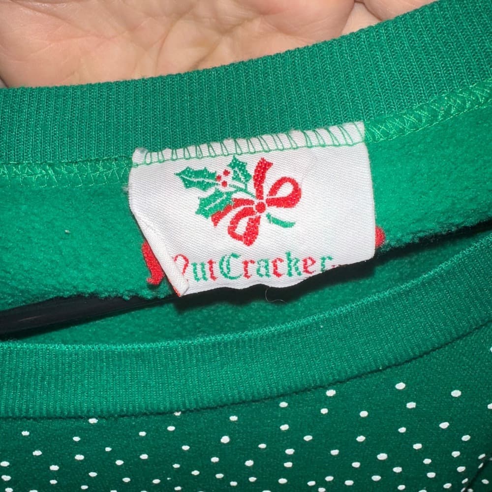 Nutcracker Christmas Sweater Green Santa Snowflakes Noel XL Vintage 44 - Thumbnail 5