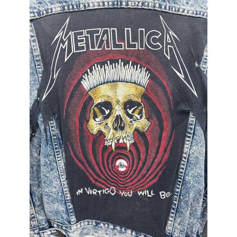Vintage Levi's Acid‎ Wash Denim Jacket with Metallica Back Patch Sz L - Thumbnail 8