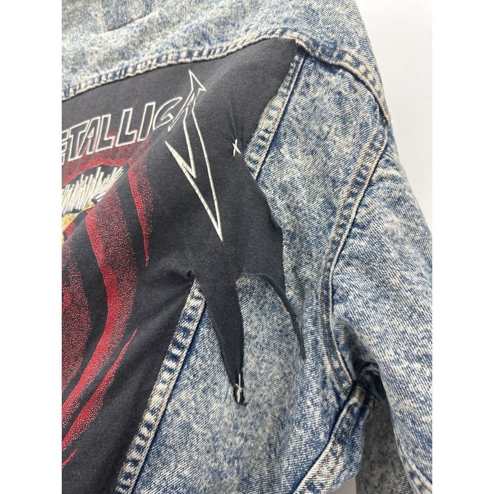 Vintage Levi's Acid‎ Wash Denim Jacket with Metallica Back Patch Sz L - Thumbnail 9