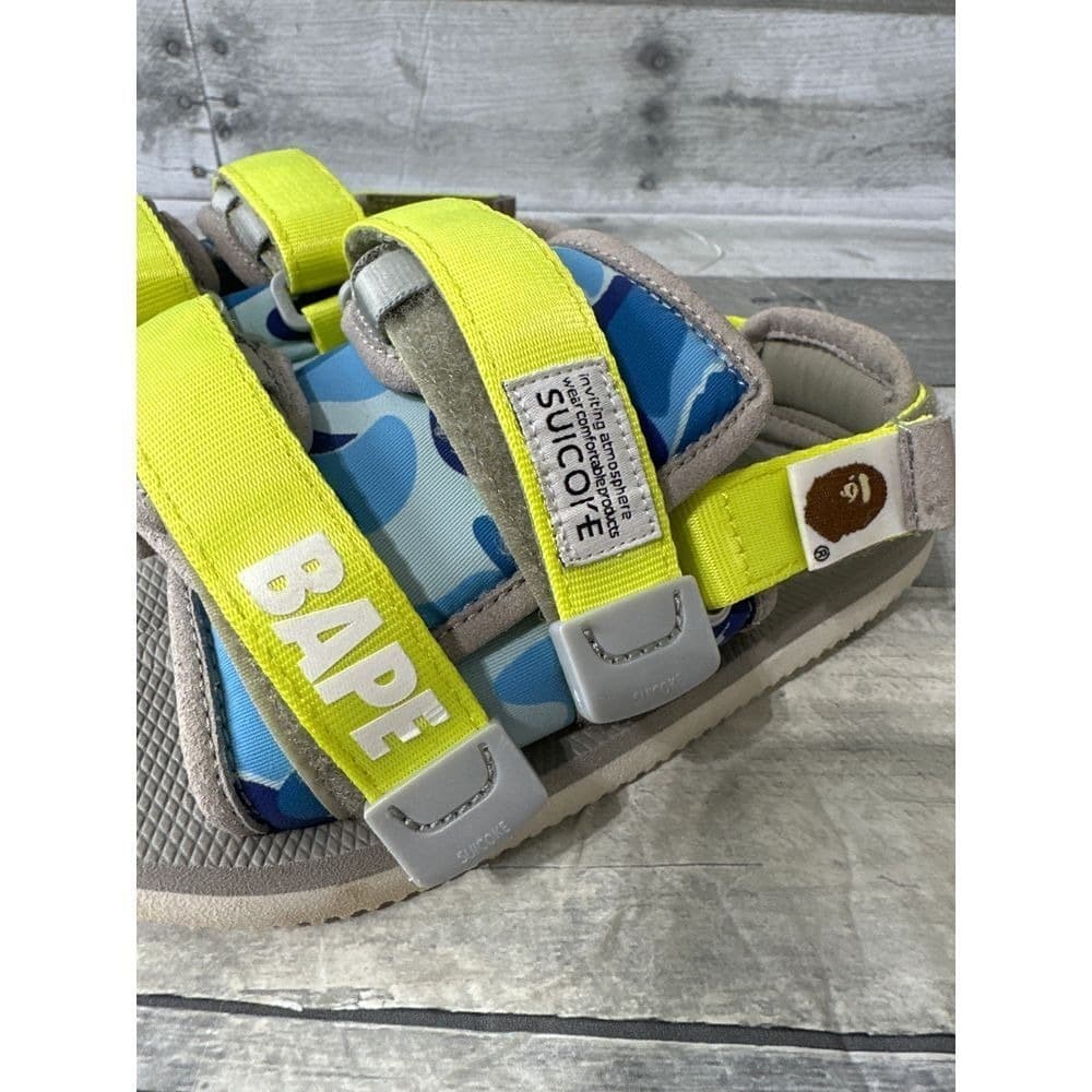 BAPE x Suicoke Neon Camo Sandals Summer Beach Outdoor Sz US 13K - Thumbnail 8