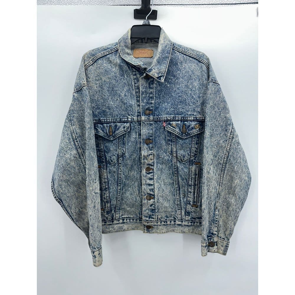 Vintage Levi's Acid‎ Wash Denim Jacket with Metallica Back Patch Sz L - Thumbnail 2
