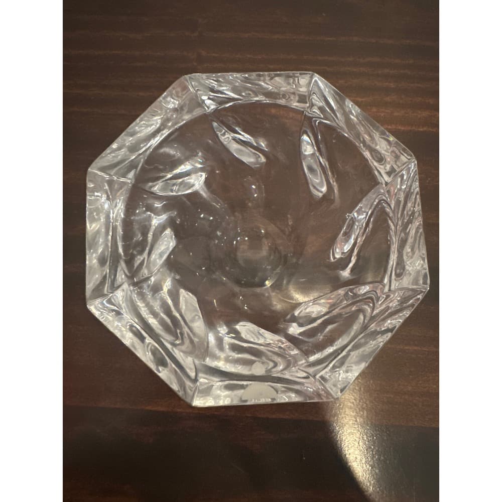 Orrefors Sweden Stella Crystal Bowl Anne Nilsson Signed Octagon Glass Dish - Thumbnail 2