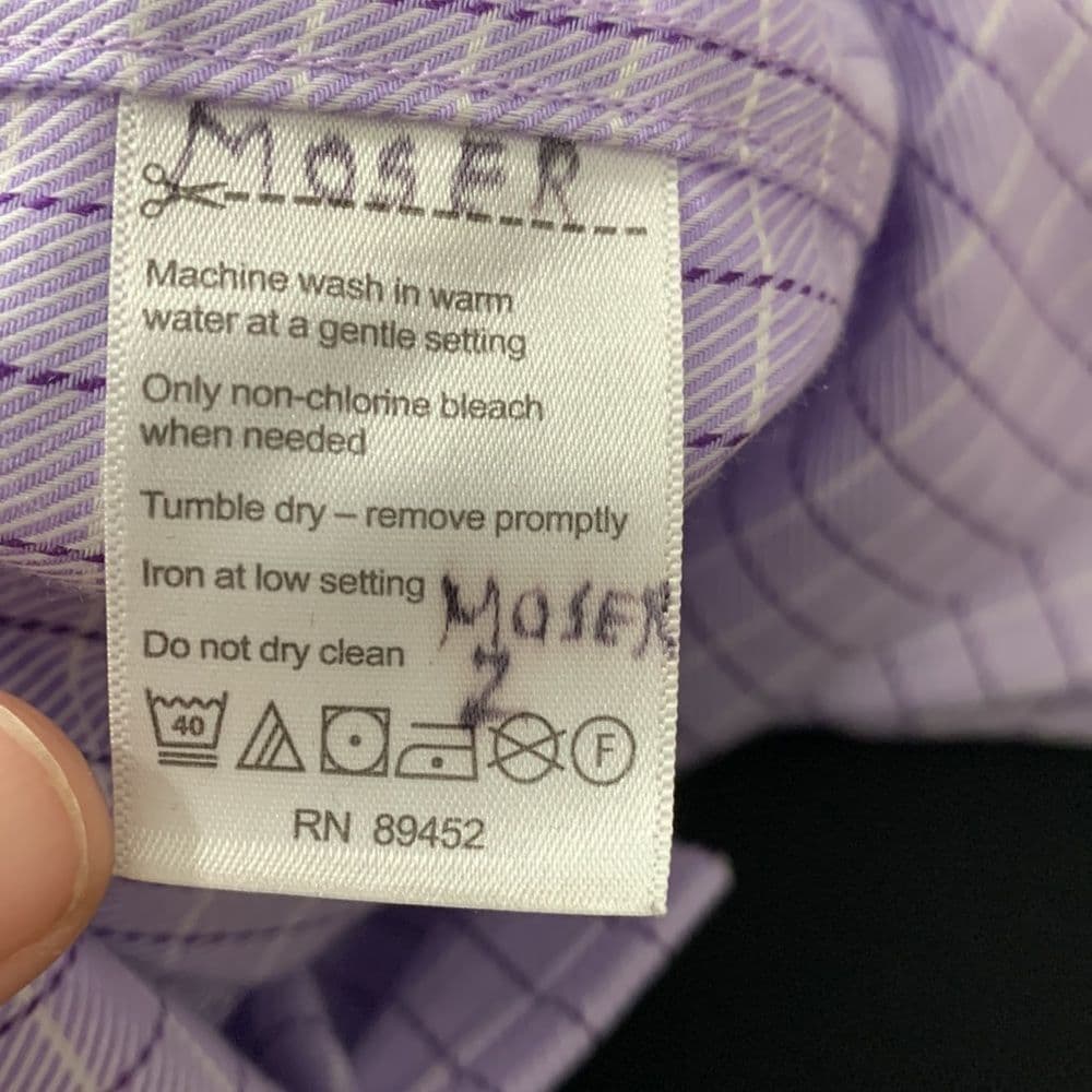 Lorenzo Uomo Mens Purple Plaid Button Up shirt 16 1/2 Trim‎ Fit 34/35 - Thumbnail 6