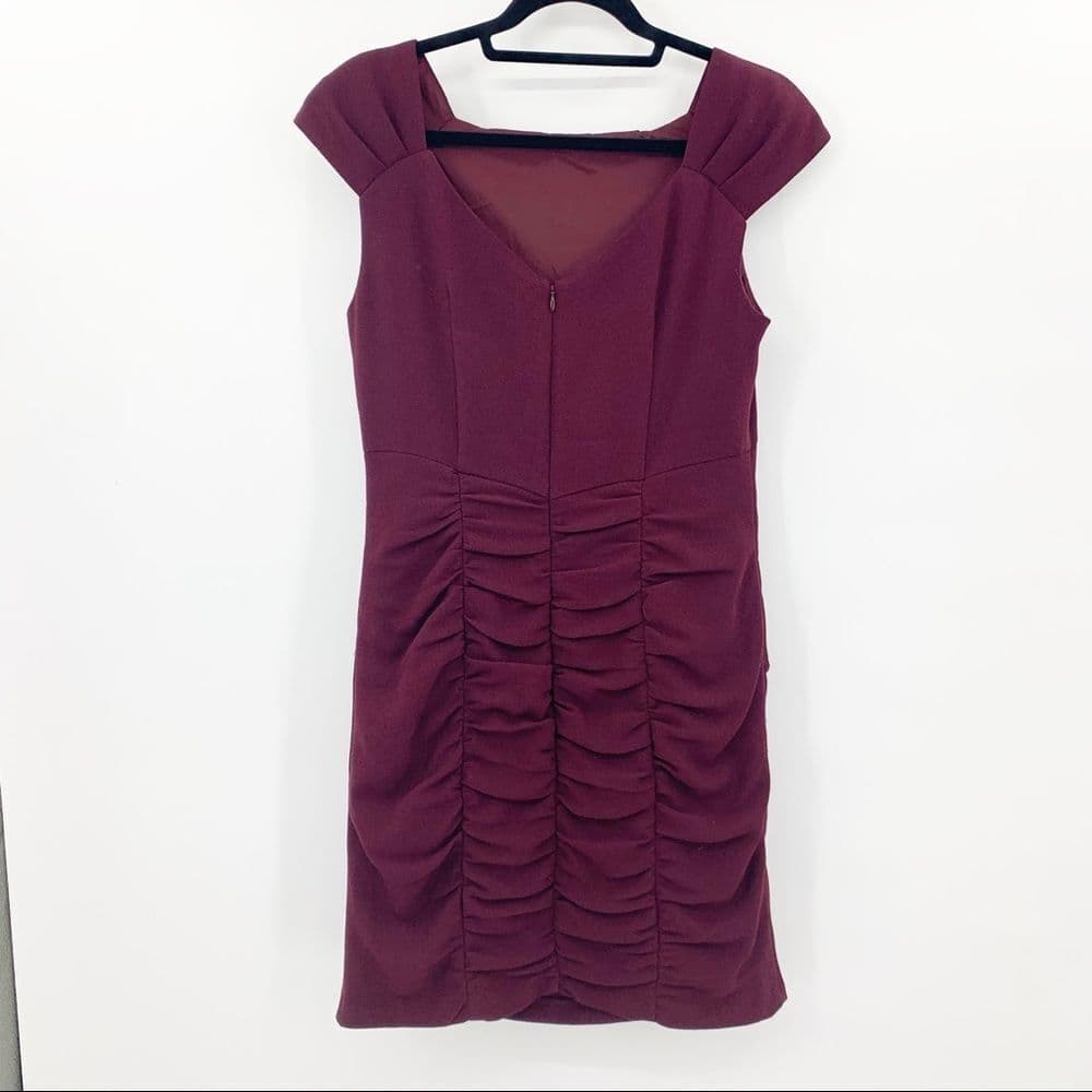 Nanette Lepore Burgundy‎ Ruched Dress. Sz 10 - Thumbnail 3