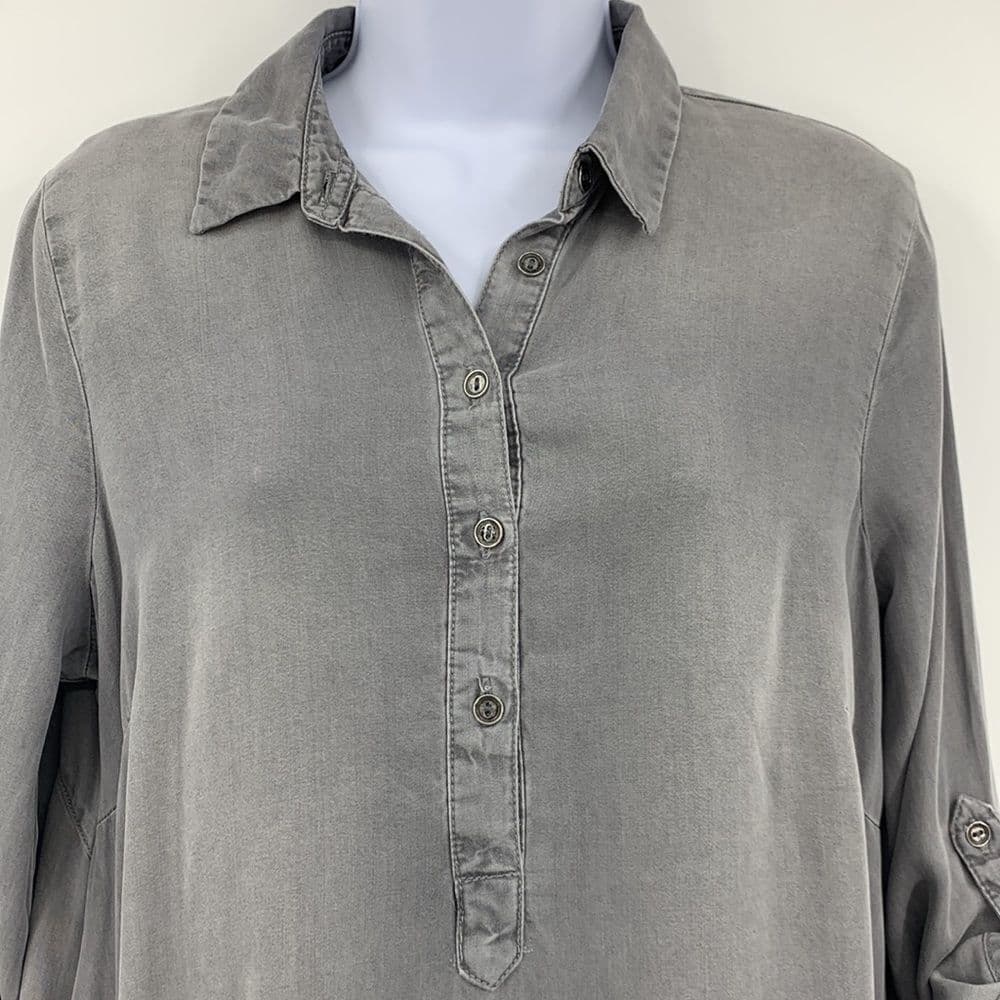 BeachLunchLounge‎ Gray Chambray Shirt Dress NWT Sz S - Thumbnail 3