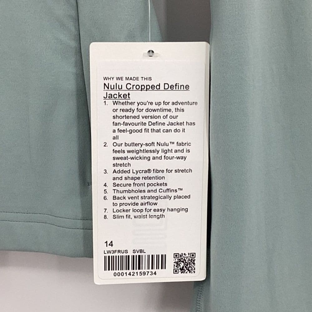 Lululemon Nulu Cropped Define Jacket in Silver Blue Sz 14 NWT‎ - Thumbnail 3