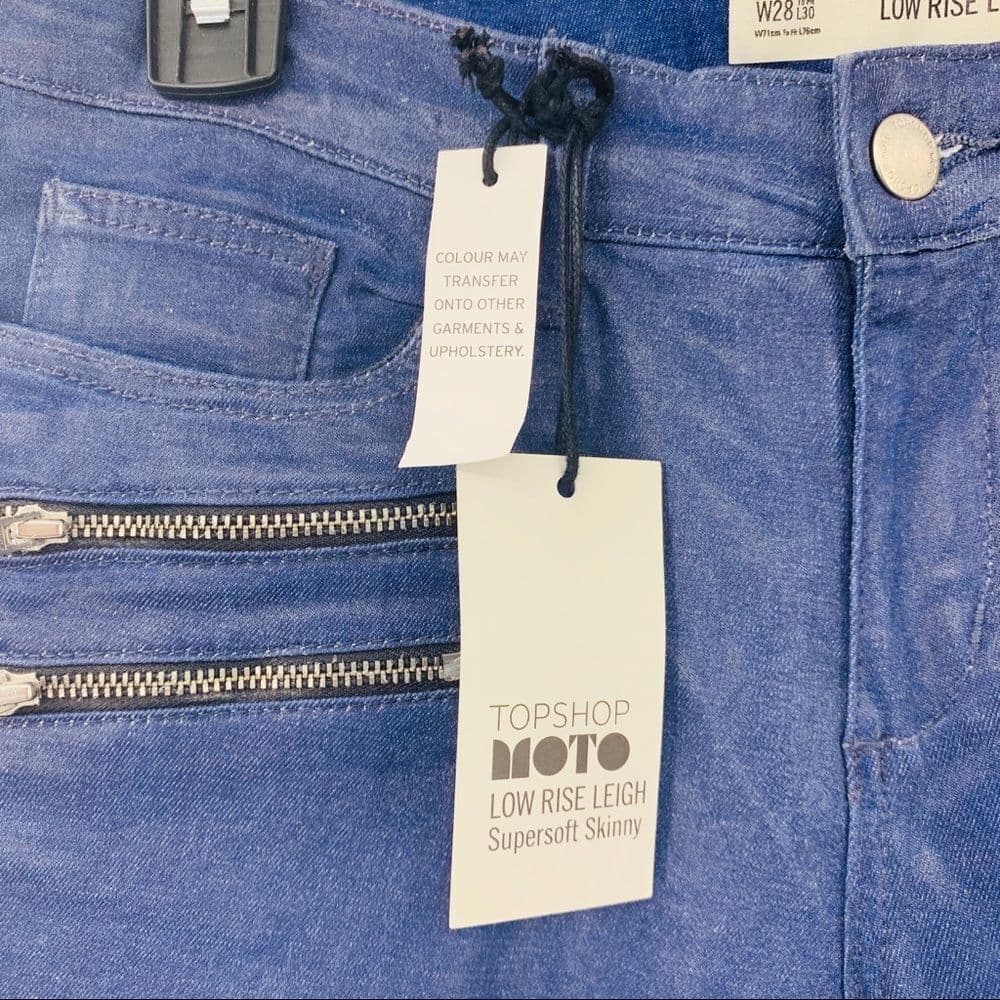 TopShop‎ Moto Low Rise Leigh Waxed Denim Sz 28 - Thumbnail 4