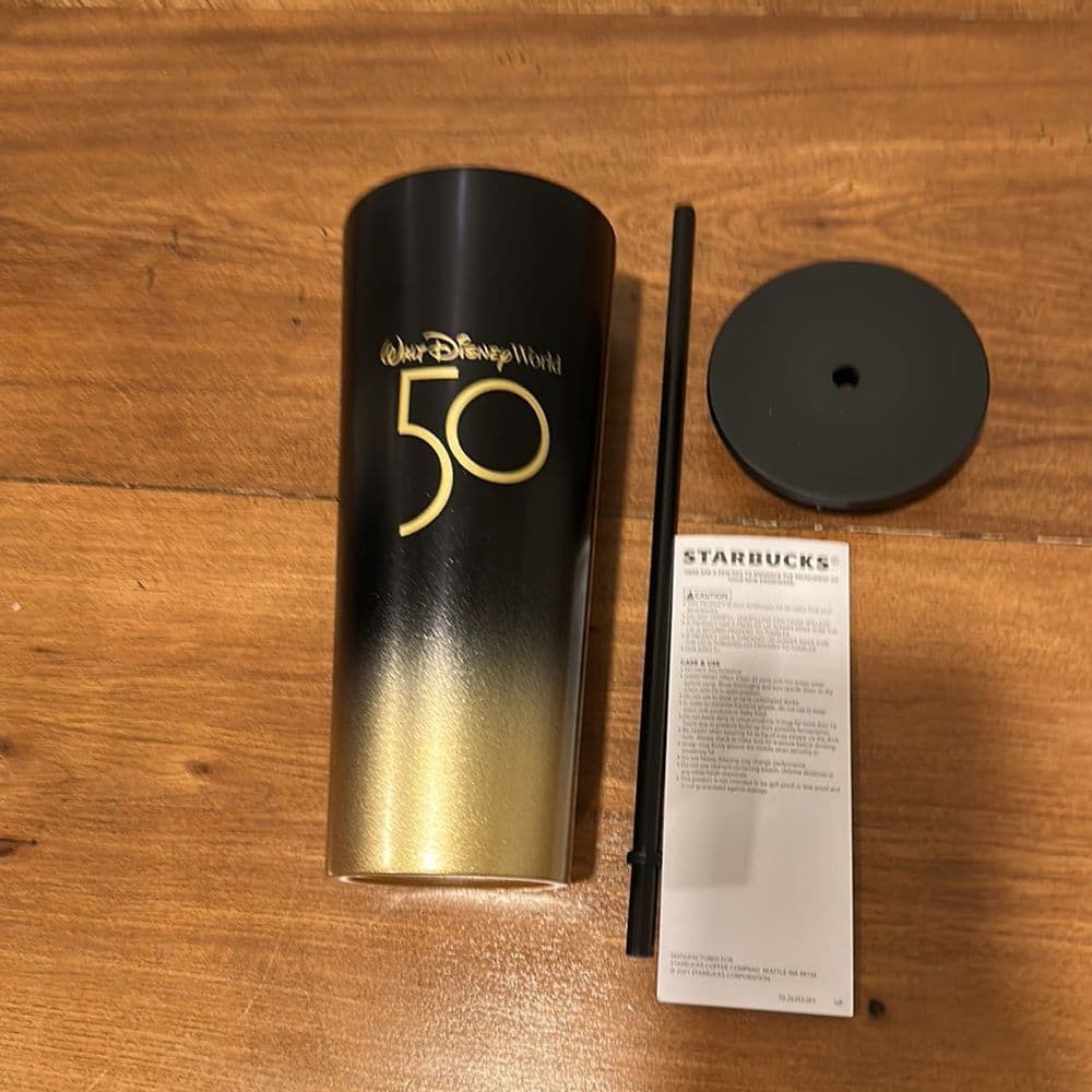 Starbucks Walt Disney World 50th Anniversary Black & Gold‎ Tumbler New in Box - Thumbnail 5