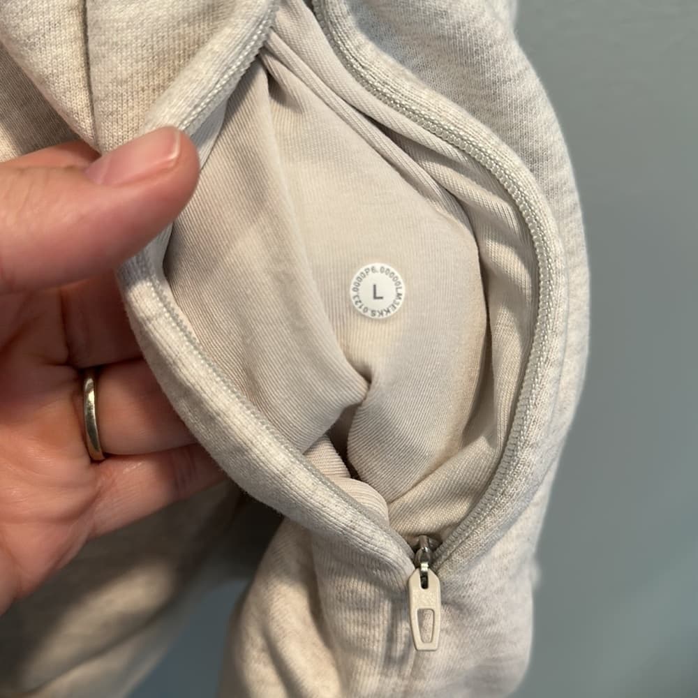 Lululemon‎ French Terry Oversized Half Zip in Heather Bone Sz L - Thumbnail 6