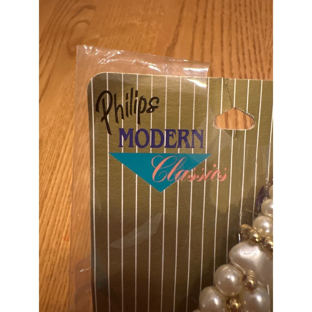Philips Modern Classics Faux Pearl Heart Hair Barrette‎ Gold Tone Beads 36025 - Thumbnail 2