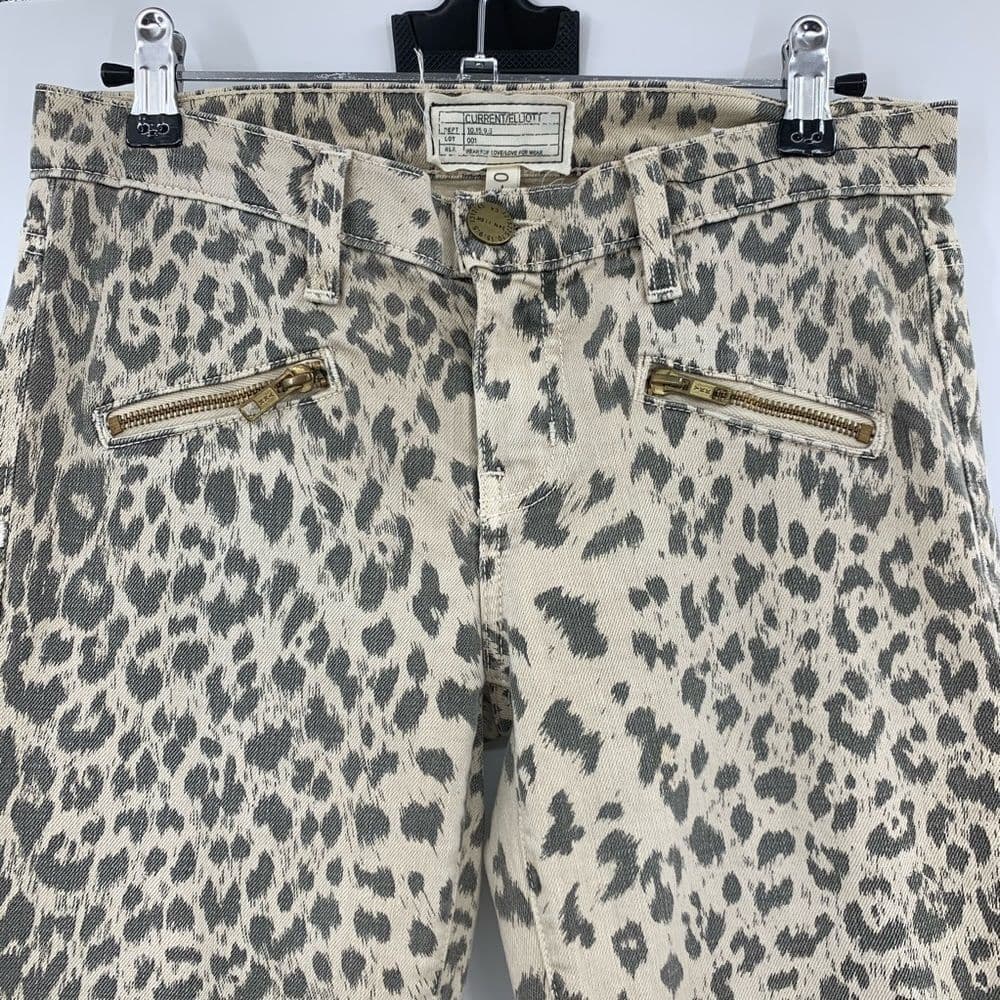 Current/Elliott Soho Zip‎ Stiletto Leopard Jeans - Thumbnail 2