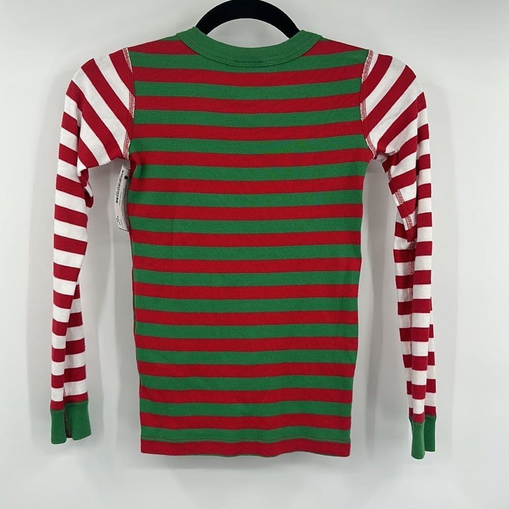 Hanna Andersson‎ Red/Green/White Striped Pj Top ONLY Sz 140cm (8) - Thumbnail 3