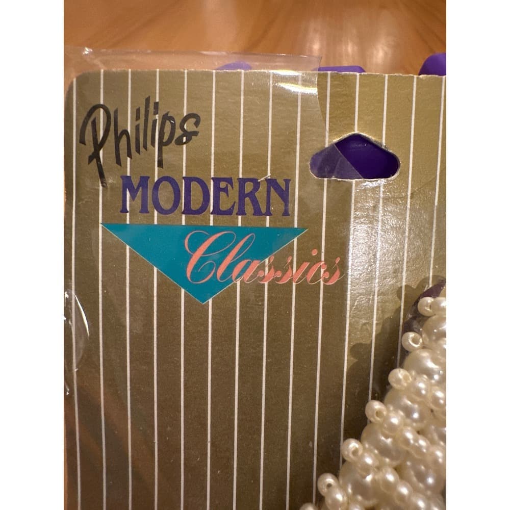 Vintage Philips Modern Classics‎ Faux Pearl Barrette Hair Clip Cream Beads 36026 - Thumbnail 3