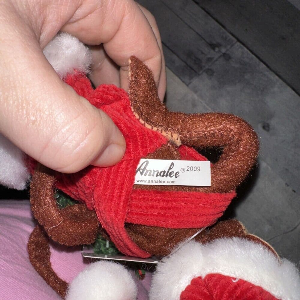 Annalee 7"‎ Classic Santa Monkey in Overalls & Wreath of Bananas 2009 75030 New - Thumbnail 7