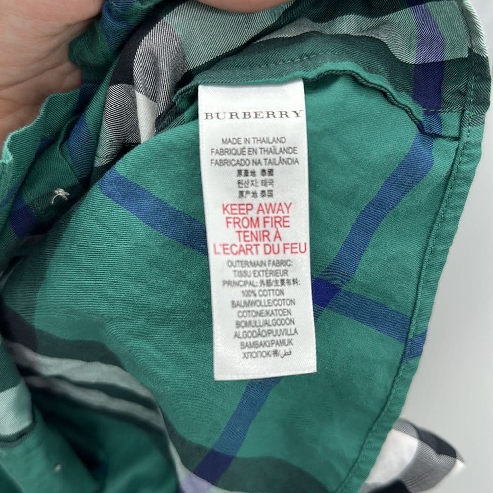 Burberry Children Green Plaid Button‎ Up Sz 9m - Thumbnail 6