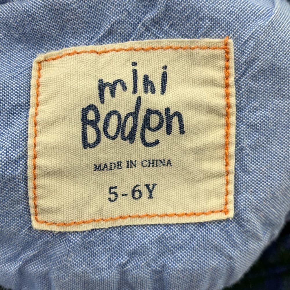 Mini Boden Blue Plaid Button Up Flannel Shirt‎ Sz 5-6Y - Thumbnail 3
