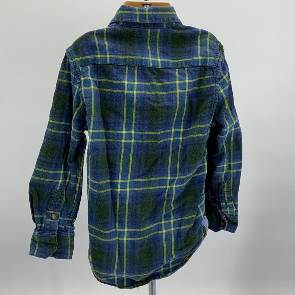 Mini Boden Blue Plaid Button Up Flannel Shirt‎ Sz 5-6Y - Thumbnail 2