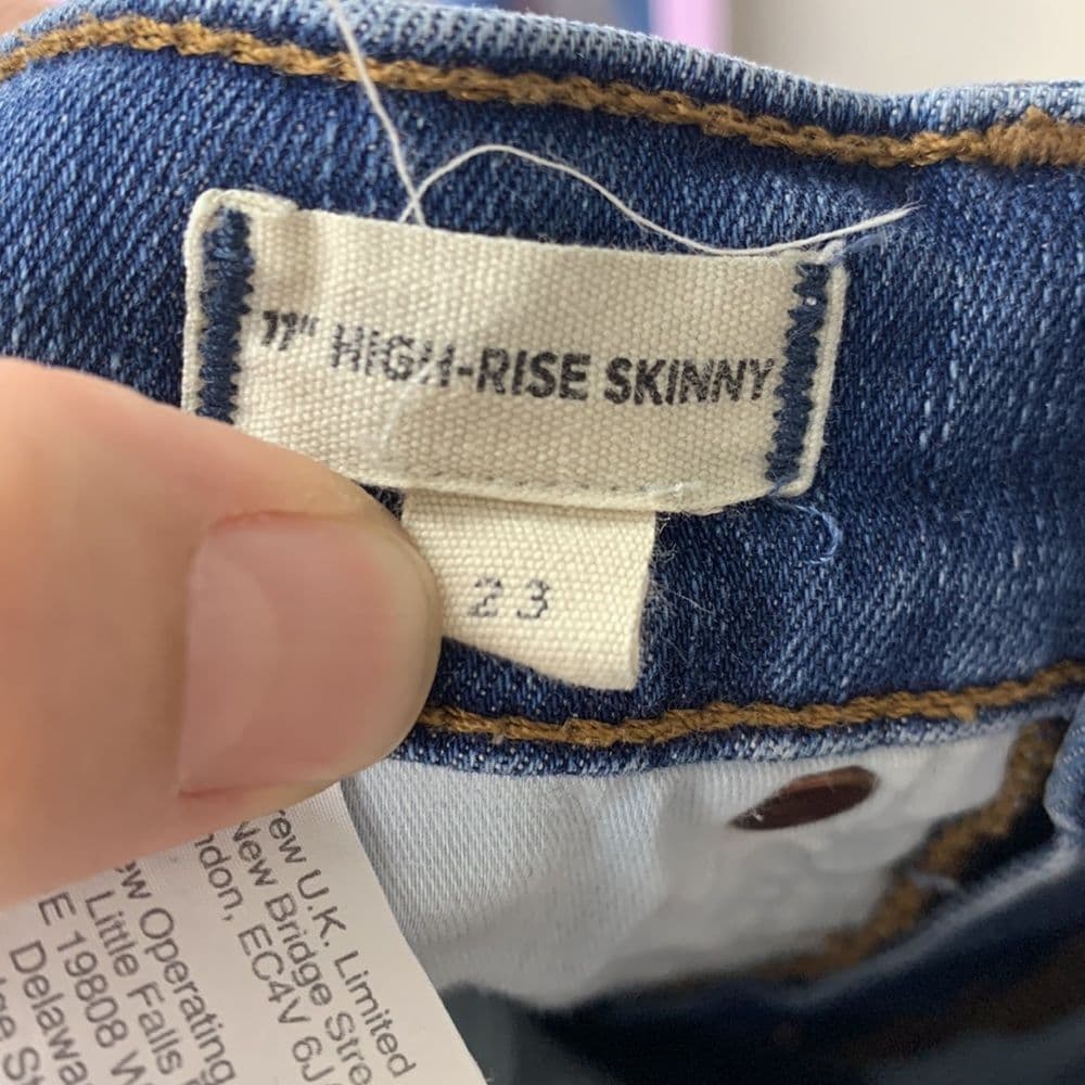 Madewell 11” High Rise Skinny Jeans Button‎ Fly Sz 23 - Thumbnail 6