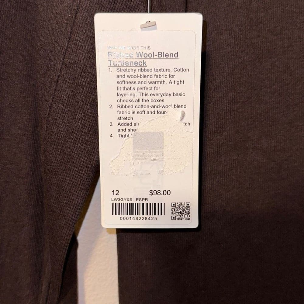 Lululemon Ribbed Wool-Blend Turtleneck in Espresso NWT Sz 12‎ - Thumbnail 4