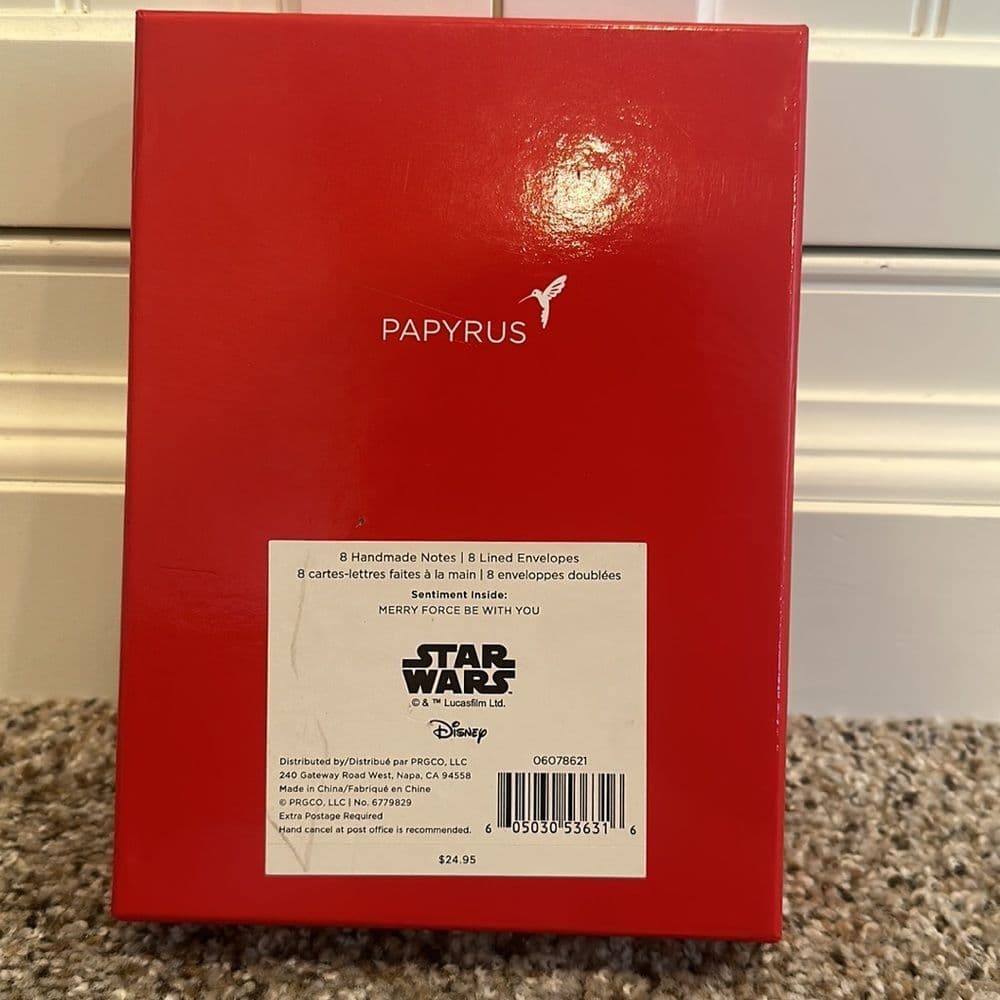 Papyrus Star Wars 8 Handmade Notes 8 Lined Envelopes Merry‎ Force Be With You - Thumbnail 2