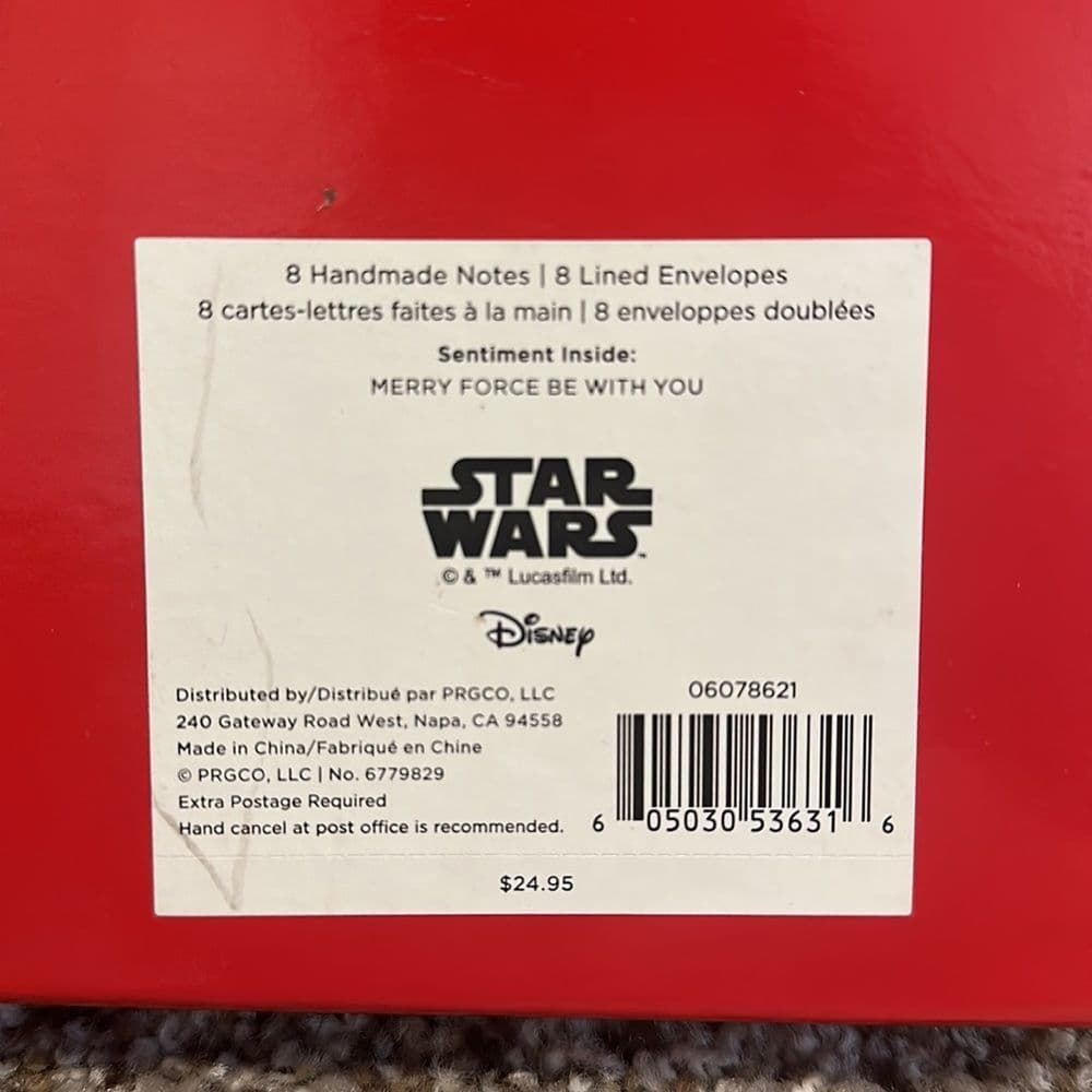 Papyrus Star Wars 8 Handmade Notes 8 Lined Envelopes Merry‎ Force Be With You - Thumbnail 3