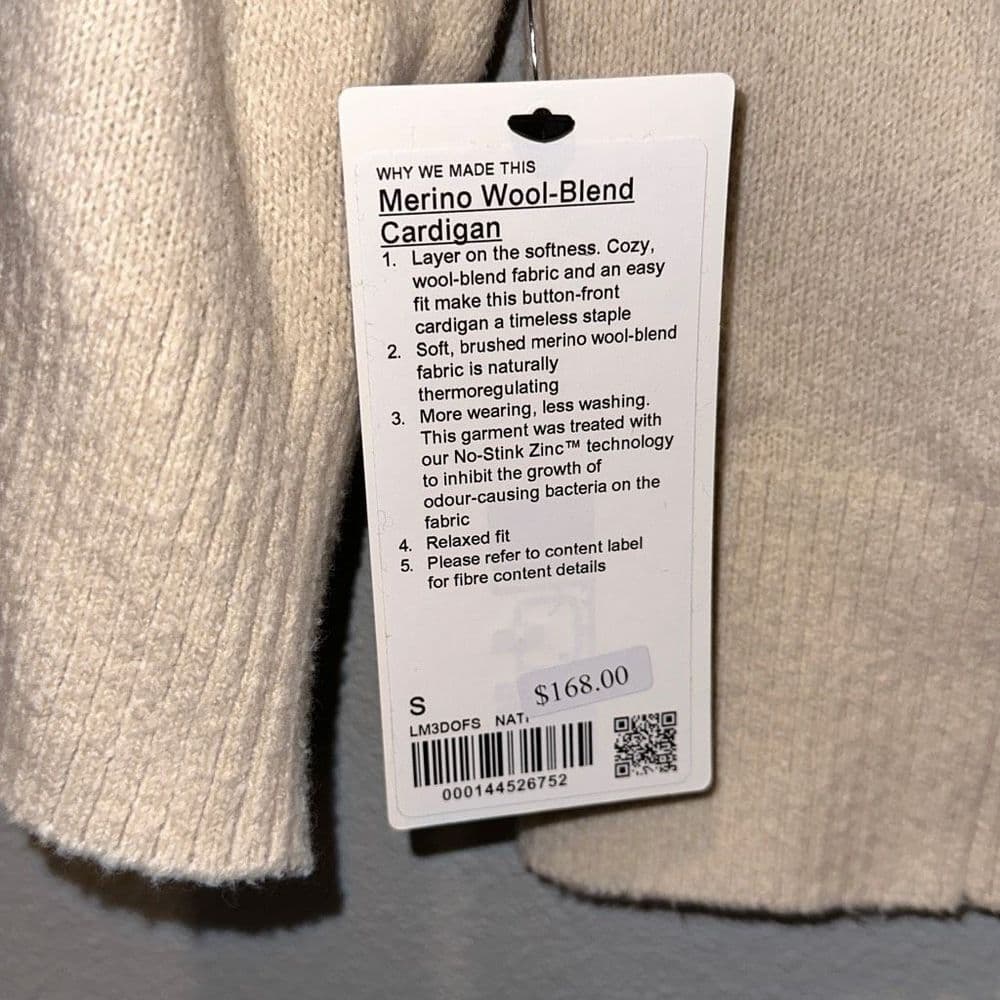 Lululemon Merino Wool-Blend‎ Cardigan Mens Sz Small NWT - Thumbnail 4