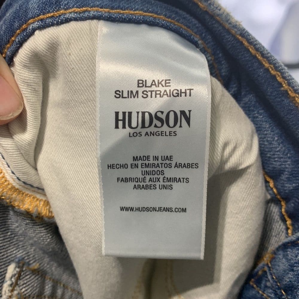 Hudson Jeans Mens Blake Slim Straight‎ Sz 36 Distressed Light Wash - Thumbnail 8