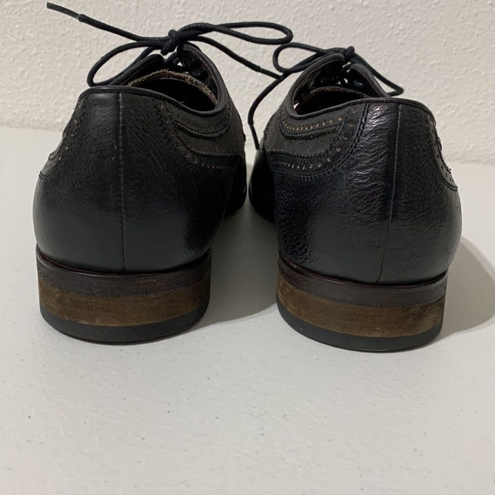 John Varvatos USA Black Leather & Canvas‎ Wing Tip Shoe Sz 11.5 - Thumbnail 4