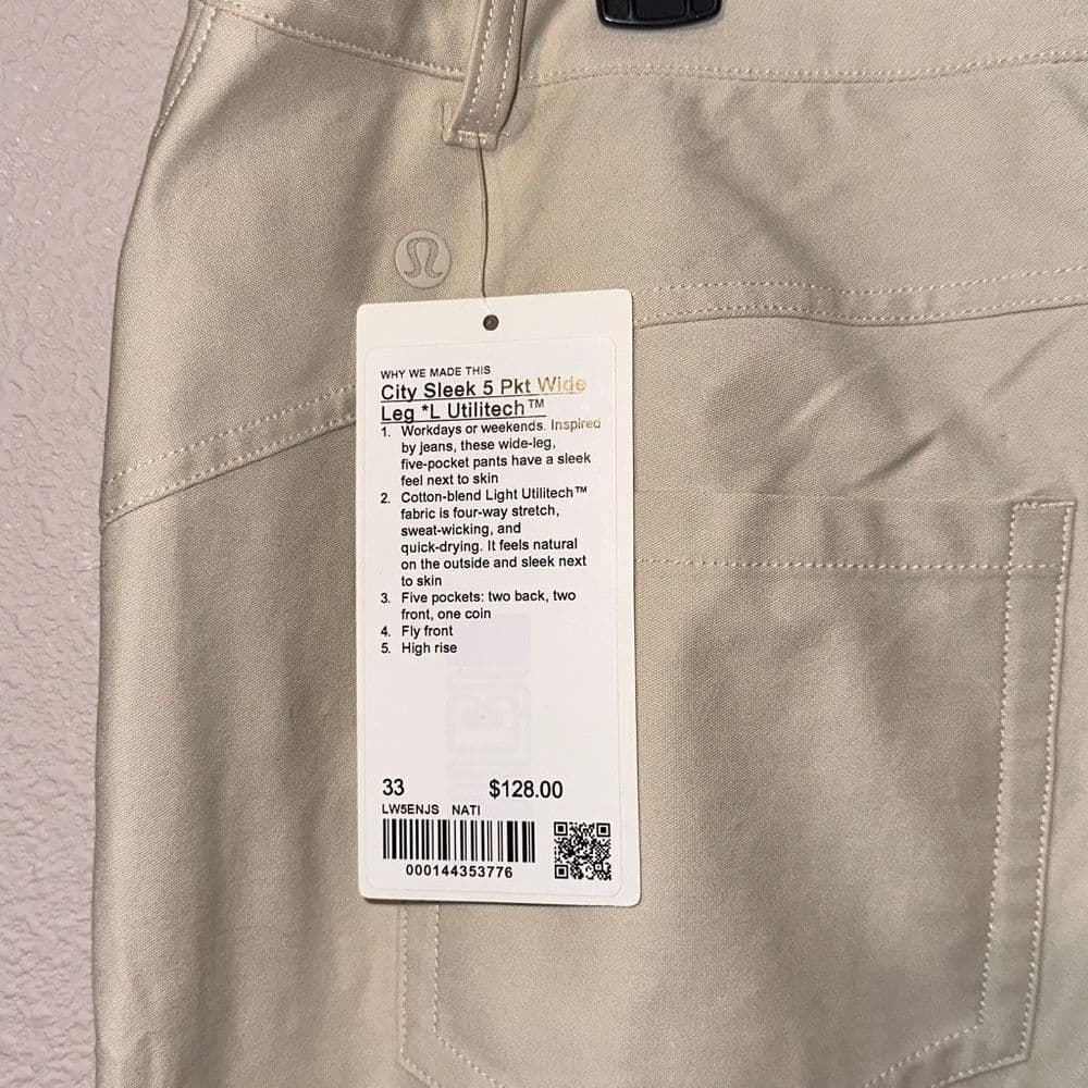 Lululemon City Sleek 5 Pocket Wide-Leg High-Rise Pant *Light Utilitech in Natura - Thumbnail 4