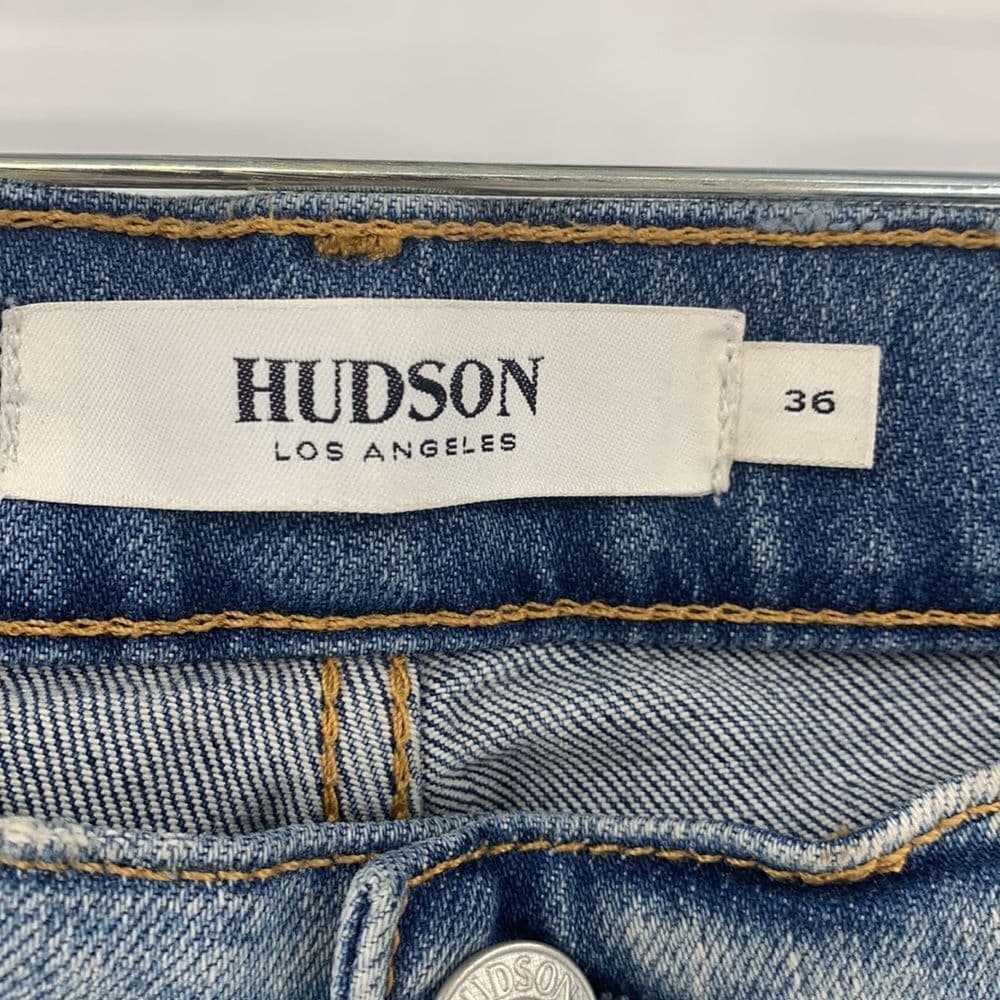 Hudson Jeans Mens Blake Slim Straight‎ Sz 36 Distressed Light Wash - Thumbnail 4