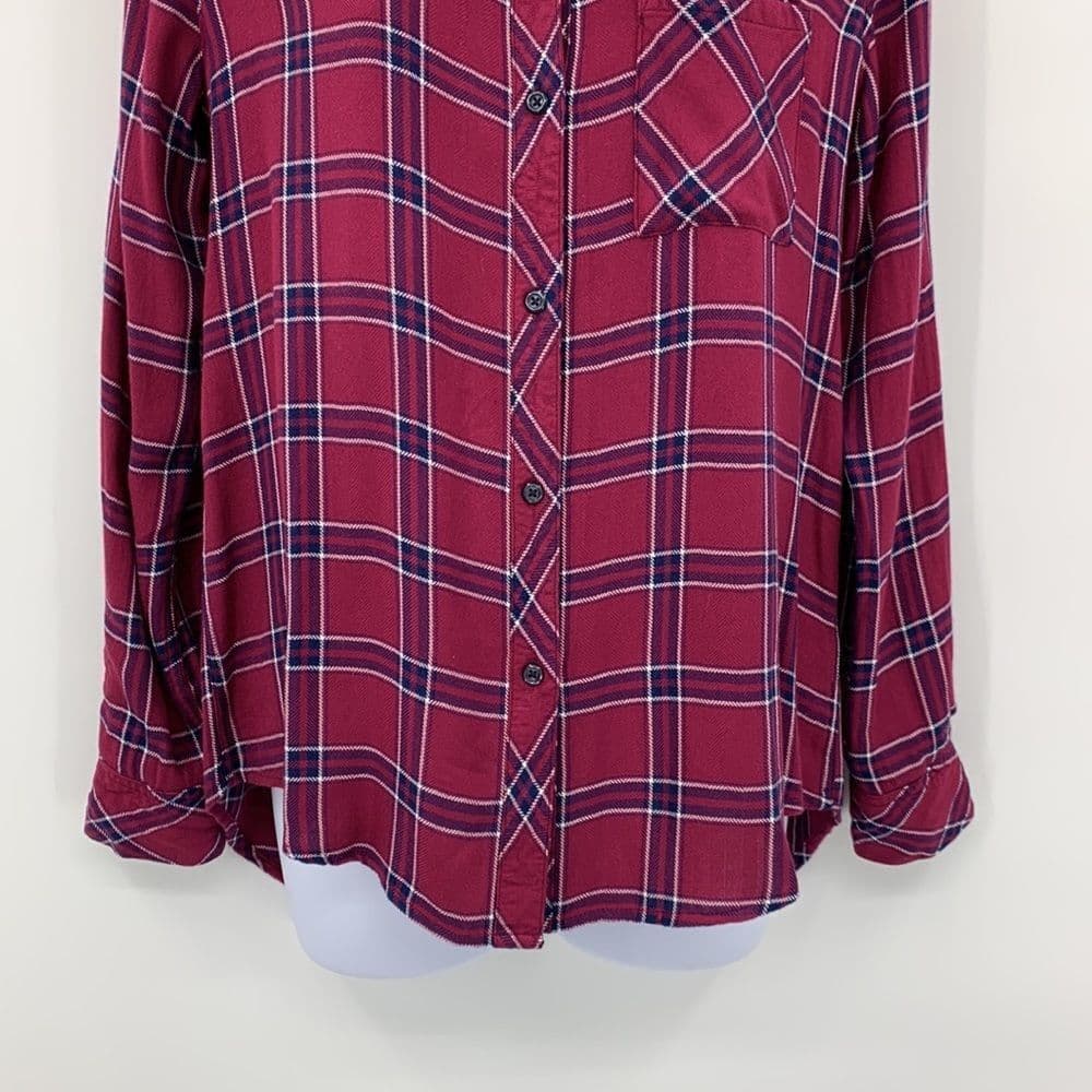 Rails Hunter Merlot Navy White Button Up‎ Plaid Shirt Sz XS - Thumbnail 3