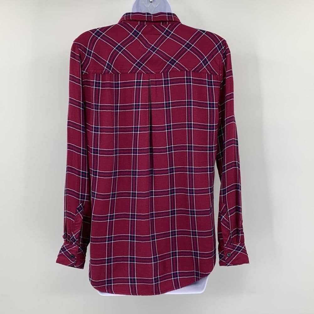 Rails Hunter Merlot Navy White Button Up‎ Plaid Shirt Sz XS - Thumbnail 4