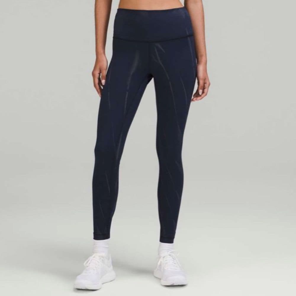 Lululemon Wunder Train High Rise Tight 25” in Sun Bleached Wash True Navy‎ Sz 10 - Thumbnail 2