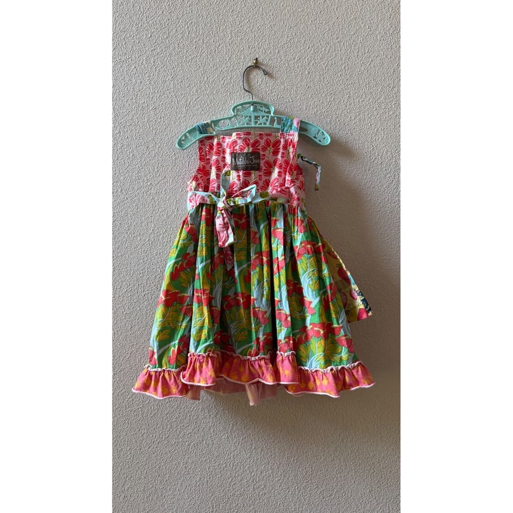 Matilda Jane Girls Strawberry Floral Mixed Print Tiered Dress D1357 Size 4 - Thumbnail 4