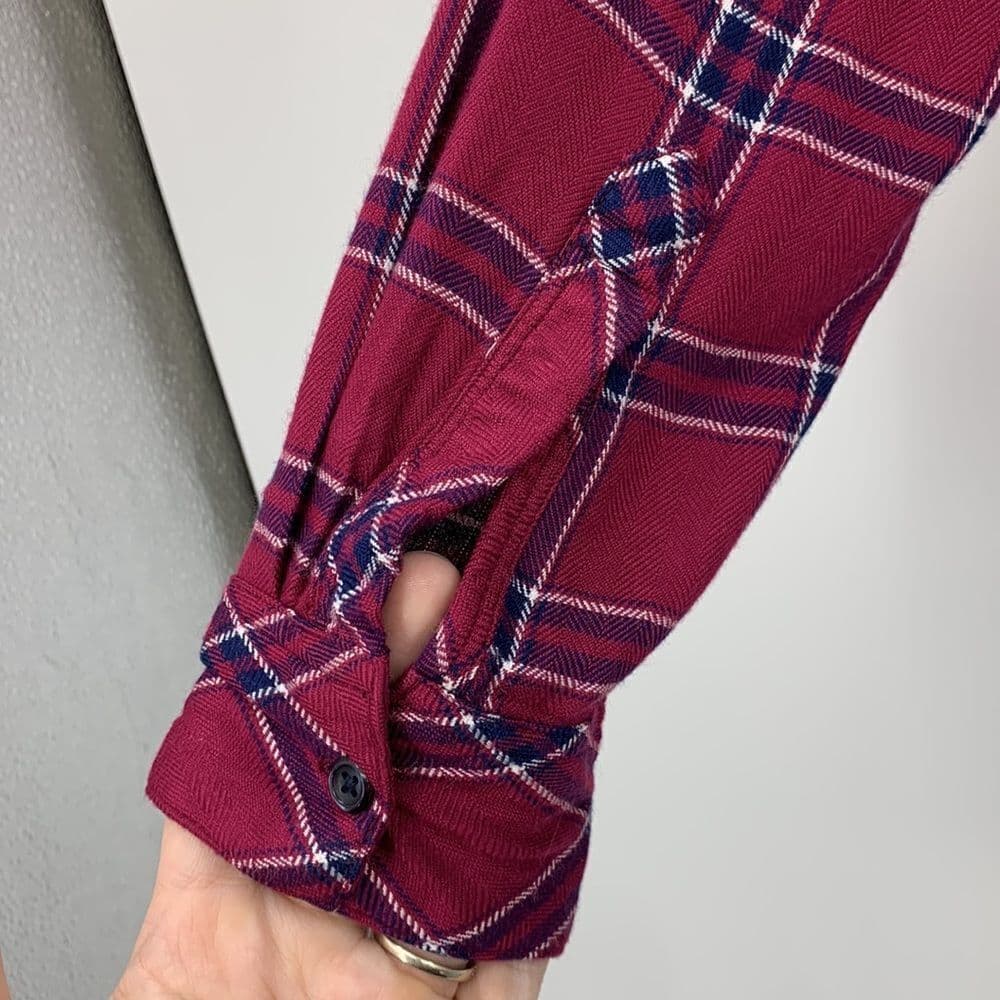 Rails Hunter Merlot Navy White Button Up‎ Plaid Shirt Sz XS - Thumbnail 5