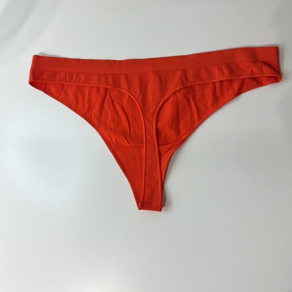 Bombas Seamless Micro Ribbed Orange Thong Size XL‎ NWOT - Thumbnail 3