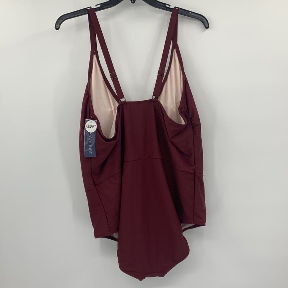 Aqua Couture Curvy 3x One‎ Piece Faux Wrap Swim NWT - Thumbnail 4