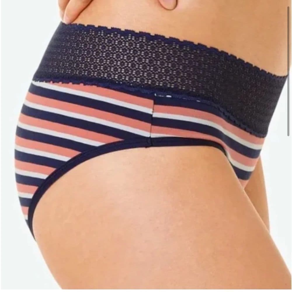 Bombas Modal Striped Lace Trimmed Hipster‎ Underwear Sz XL - Thumbnail 5