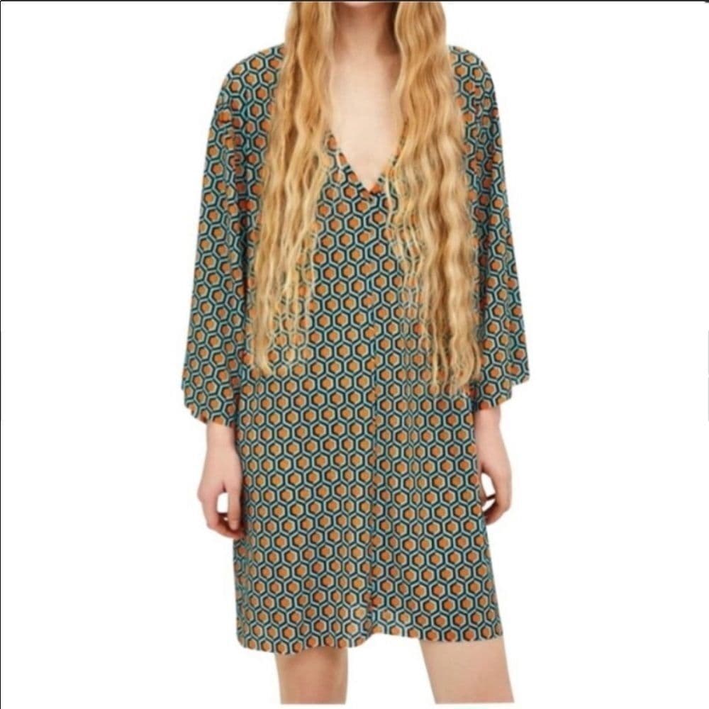 Zara Trafaluc Geometric Print Dress/Swim Cover‎ Up - Thumbnail 3