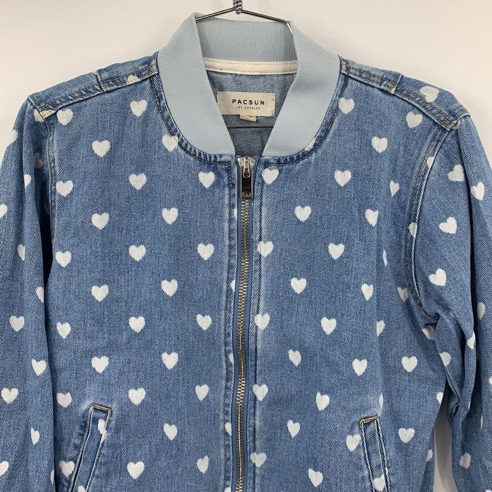 Pac Sun Denim‎ Heart Jacket Sz Small - Thumbnail 3