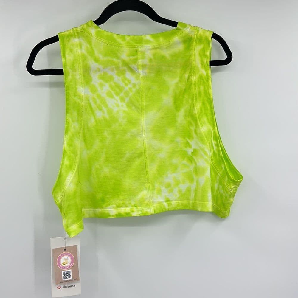 Lululemon All‎ Yours Crop Tank Marmoledo Tie Dye Eccentric Lime Sz 12 NWT - Thumbnail 4