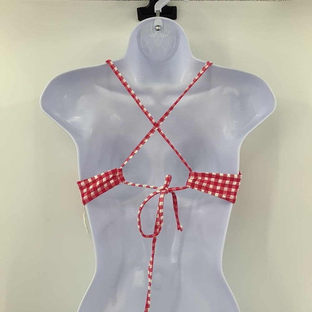 Loft Gingham Bikini Top Sz L Pink & White NWT‎ - Thumbnail 3