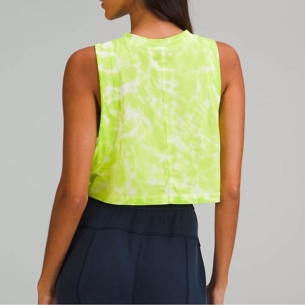 Lululemon All‎ Yours Crop Tank Marmoledo Tie Dye Eccentric Lime Sz 12 NWT - Thumbnail 8