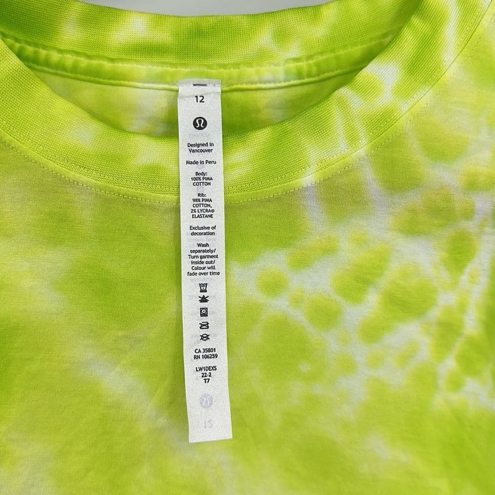 Lululemon All‎ Yours Crop Tank Marmoledo Tie Dye Eccentric Lime Sz 12 NWT - Thumbnail 3