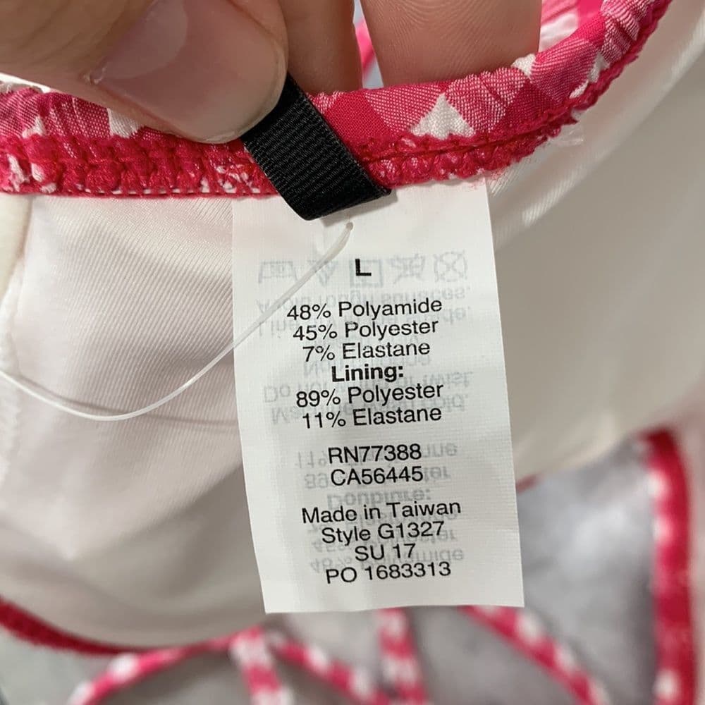 Loft Gingham Bikini Top Sz L Pink & White NWT‎ - Thumbnail 6