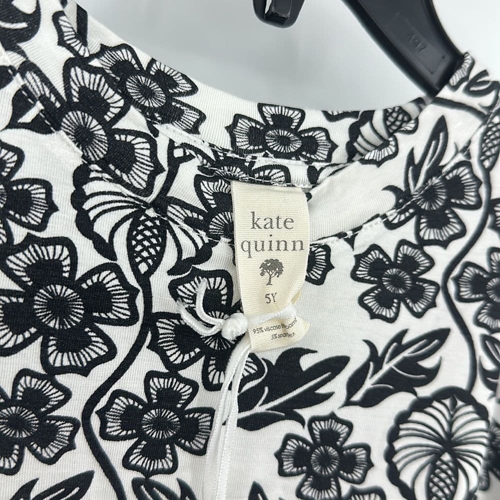 Kate Quinn Basic Tee Black Floral Sz‎ 5Y NWT - Thumbnail 2