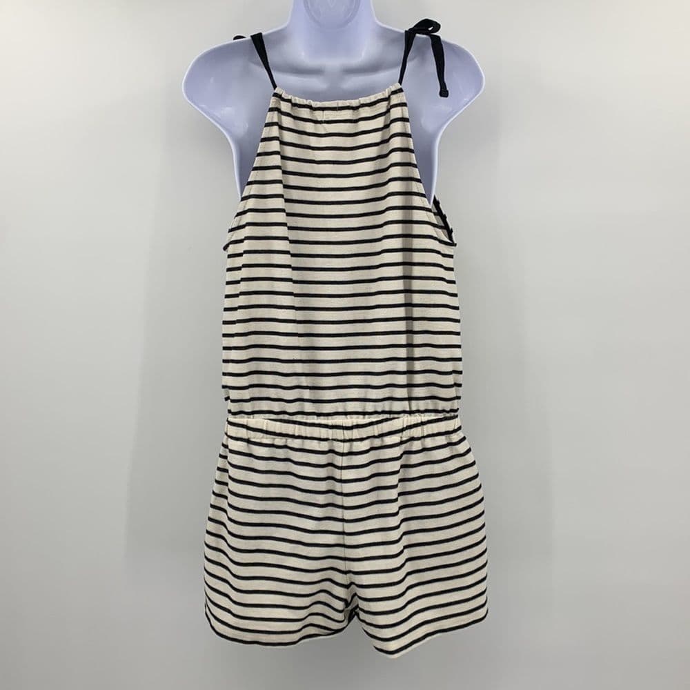 Madewell Tie-Shoulder Romper in Stripe‎ Sz S - Thumbnail 4