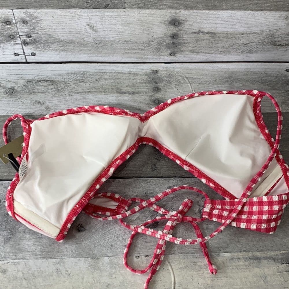 Loft Gingham Bikini Top Sz L Pink & White NWT‎ - Thumbnail 4