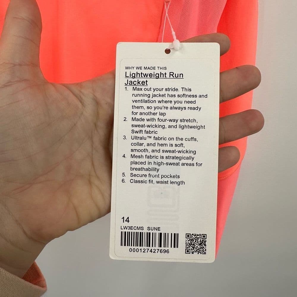 Lululemon Lightweight Run Jacket in‎ Sunset NWT Sz 14 - Thumbnail 5